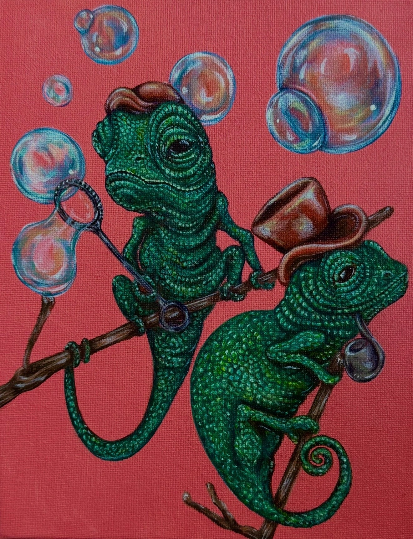 “Chameleon Curiosity” 8x10 Acrylic On Canvas