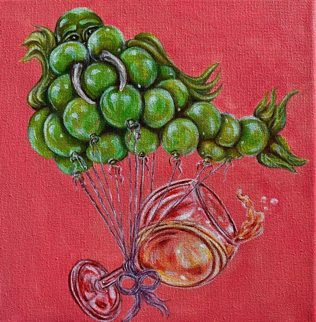 “Wino Walrus Vine” 8x8 Acrylic On Canvas