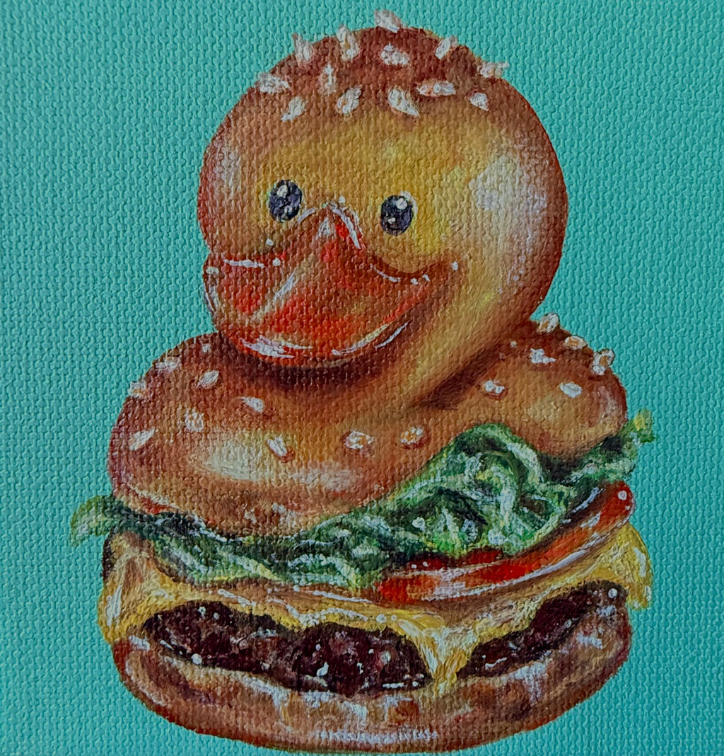 “Ducky Summer BBQ Series” 4x4 Acrylic On Canvas