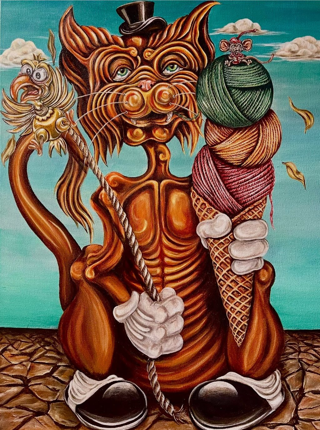 “Kitty Jackpot” 18x24 Acrylic On Canvas
