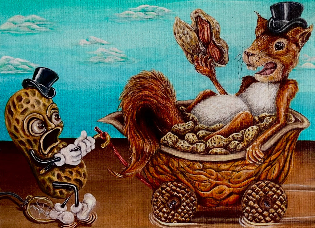 “Squirreling Nut-Pot” 12x16 Acrylic On Canvas