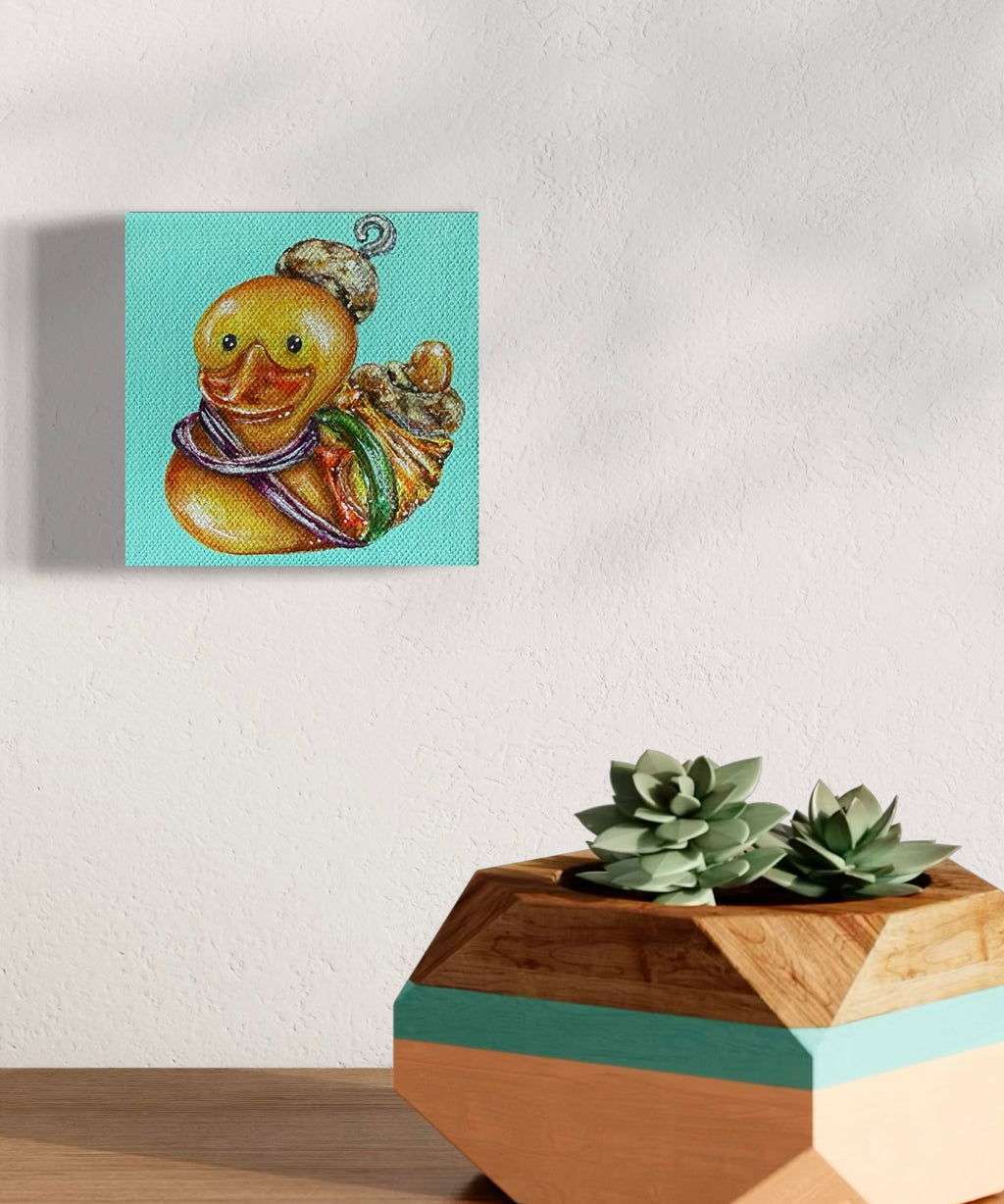 “Ducky Summer BBQ Series” 4x4 Acrylic On Canvas