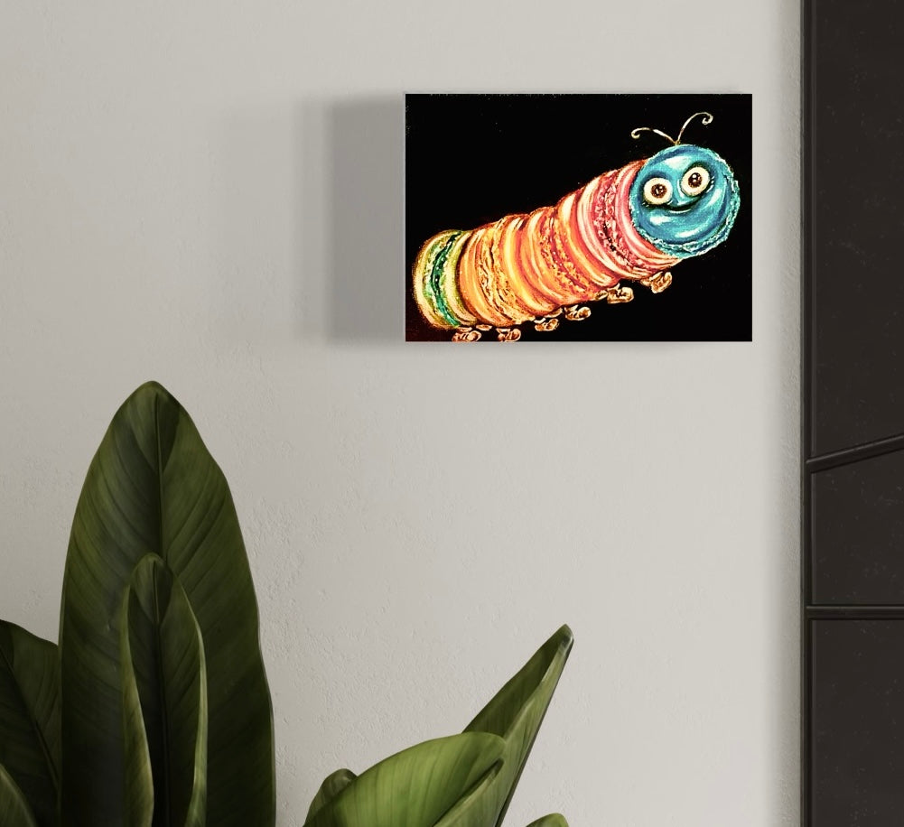 “Macaron Caterpillar” 5x7 Acrylic On Canvas