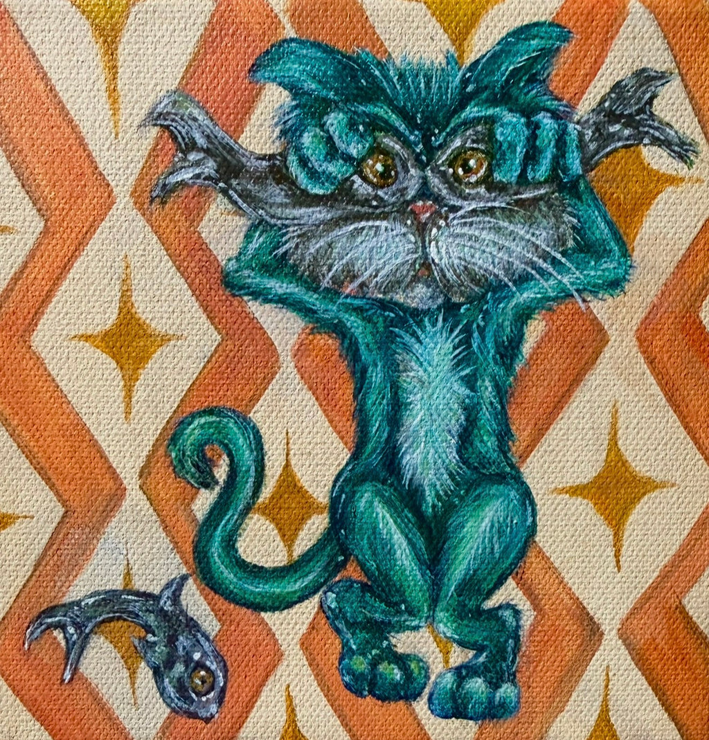 “Cool Cats Series” 6x6 Acrylic On Canvas