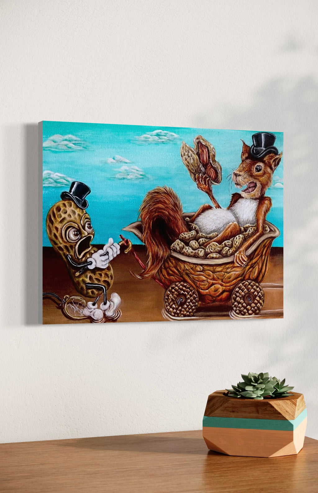 “Squirreling Nut-Pot” 12x16 Acrylic On Canvas