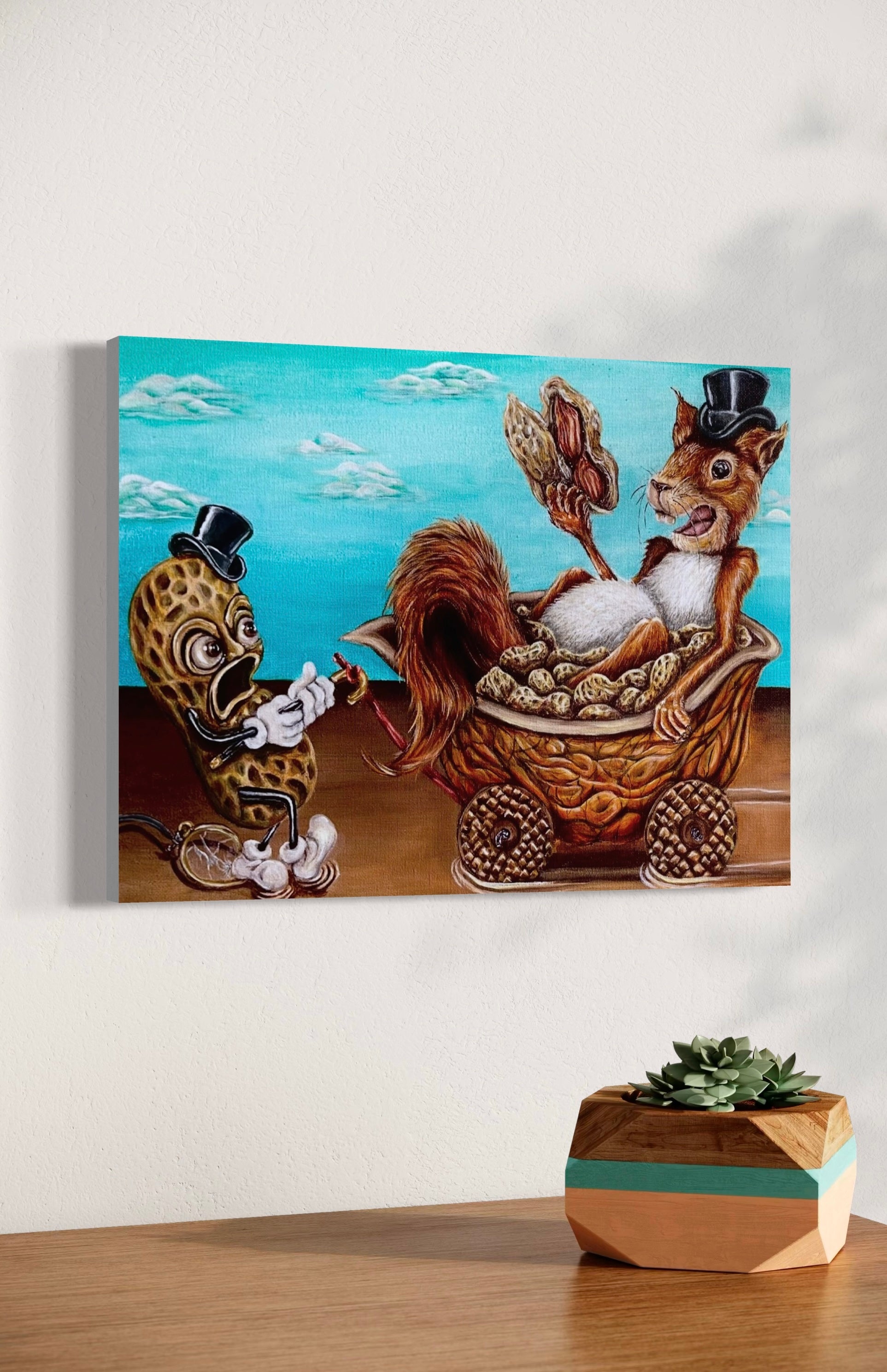 “Squirreling Nut-Pot” 12x16 Acrylic On Canvas