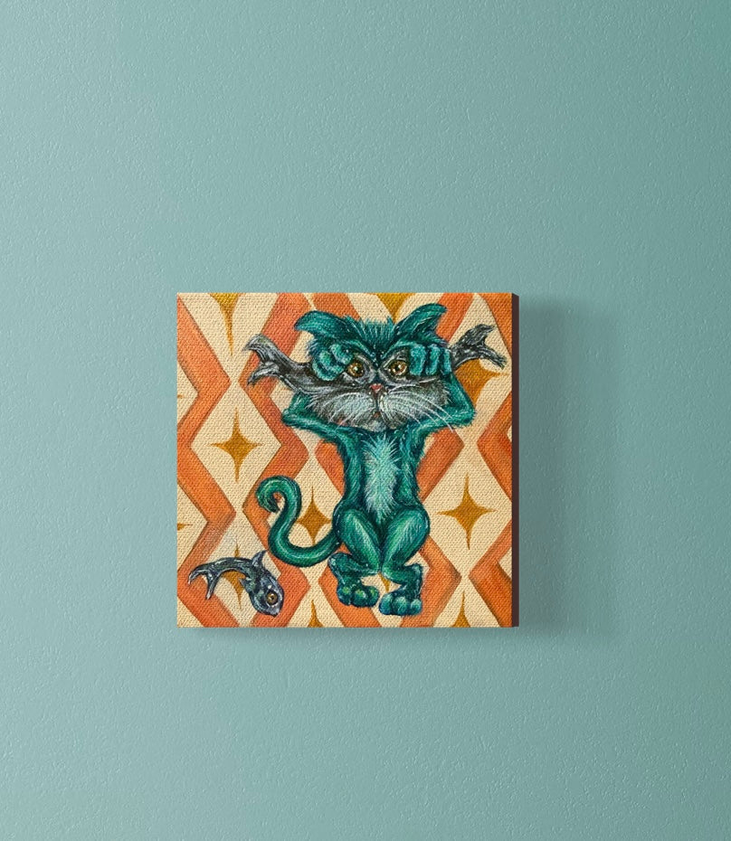 “Cool Cats Series” 6x6 Acrylic On Canvas
