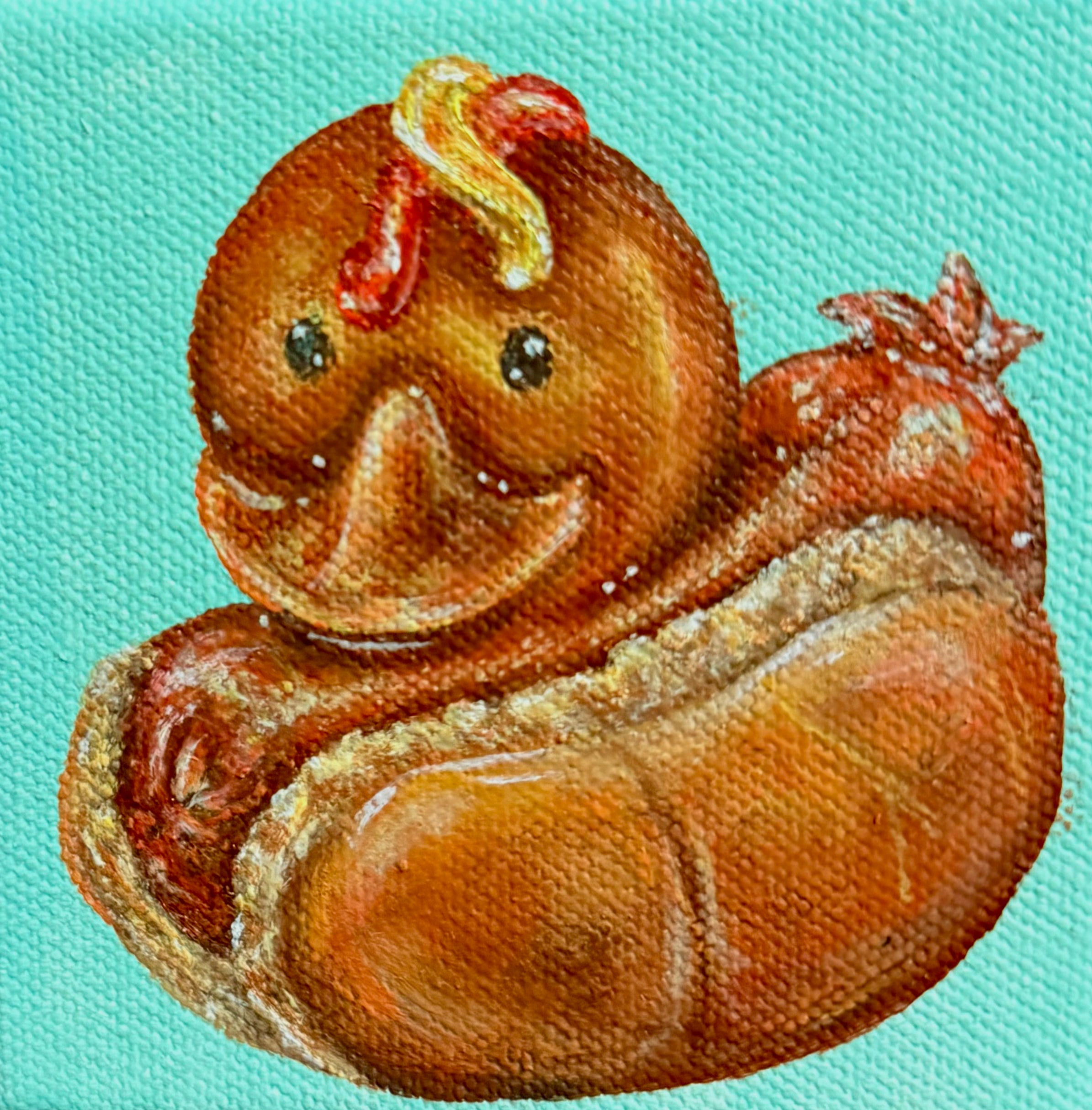 “Ducky Summer BBQ Series” 4x4 Acrylic On Canvas
