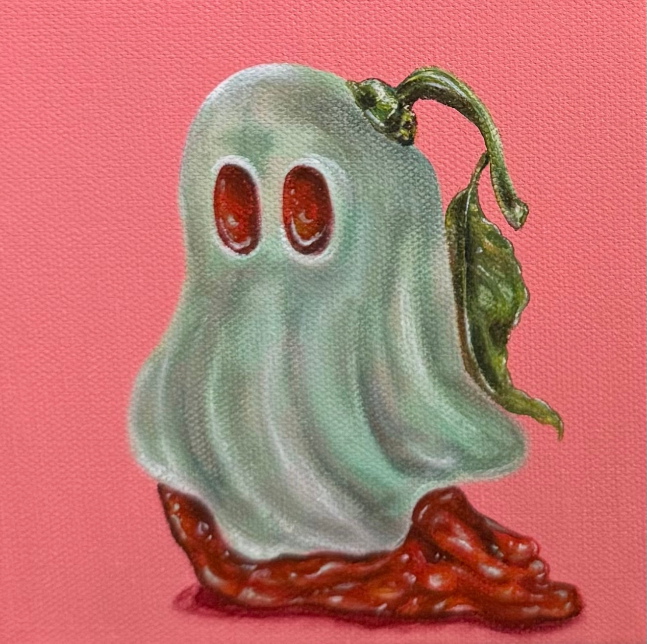 “Ghost Pepper” 6x6 Acrylic On Canvas