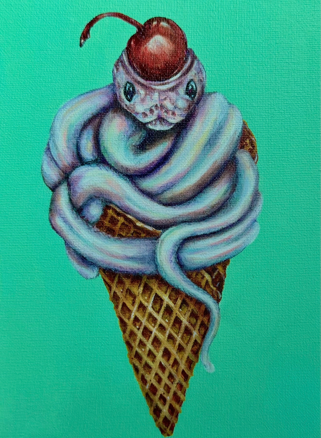“Soft Served Serpent” 9x12 Acrylic On Canvas