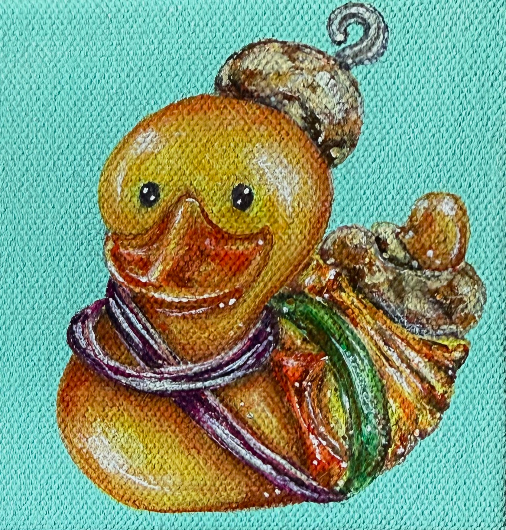 “Ducky Summer BBQ Series” 4x4 Acrylic On Canvas