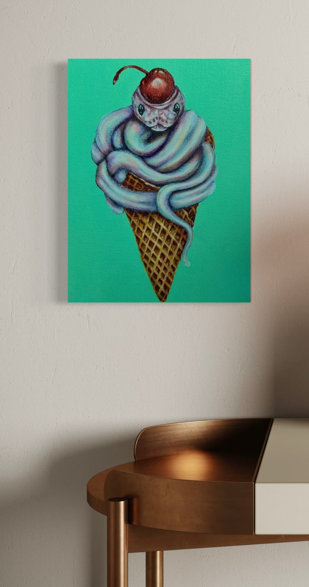 “Soft Served Serpent” 9x12 Acrylic On Canvas