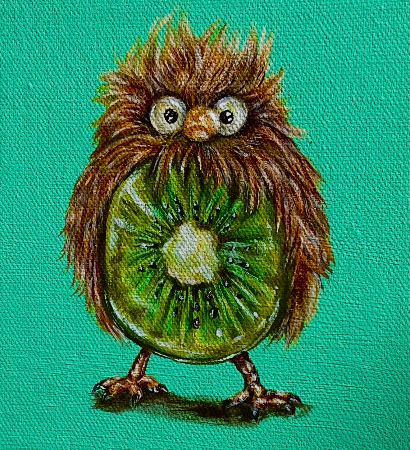 “Kiwi Bird” 6x6 Acrylic On Canvas