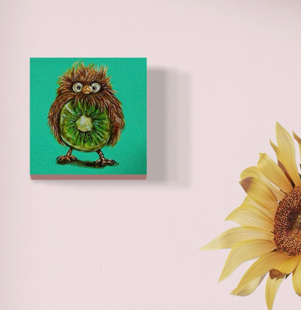 “Kiwi Bird” 6x6 Acrylic On Canvas