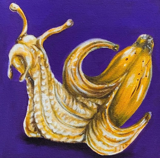 “Banana Snail” 6x6 Acrylic On Canvas