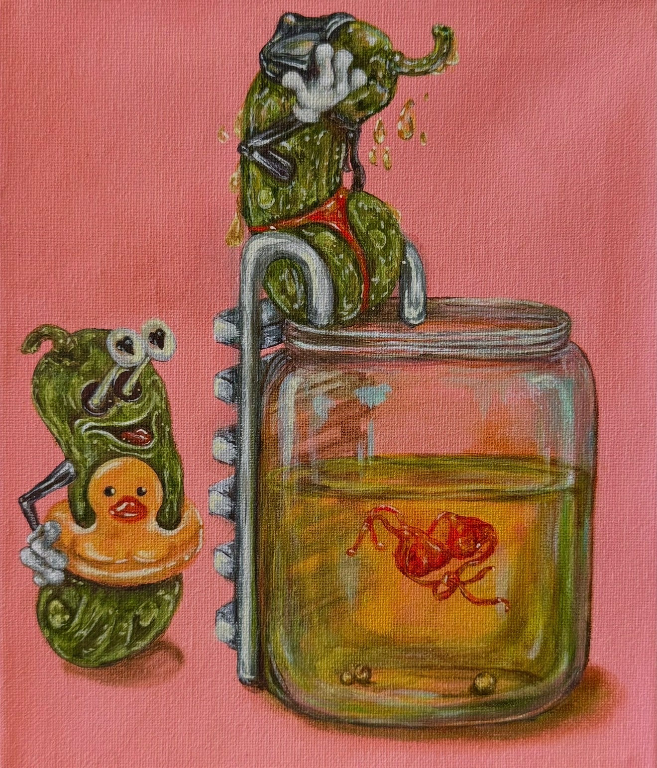 “Pickle Pool” 8x10 Acrylic On Canvas