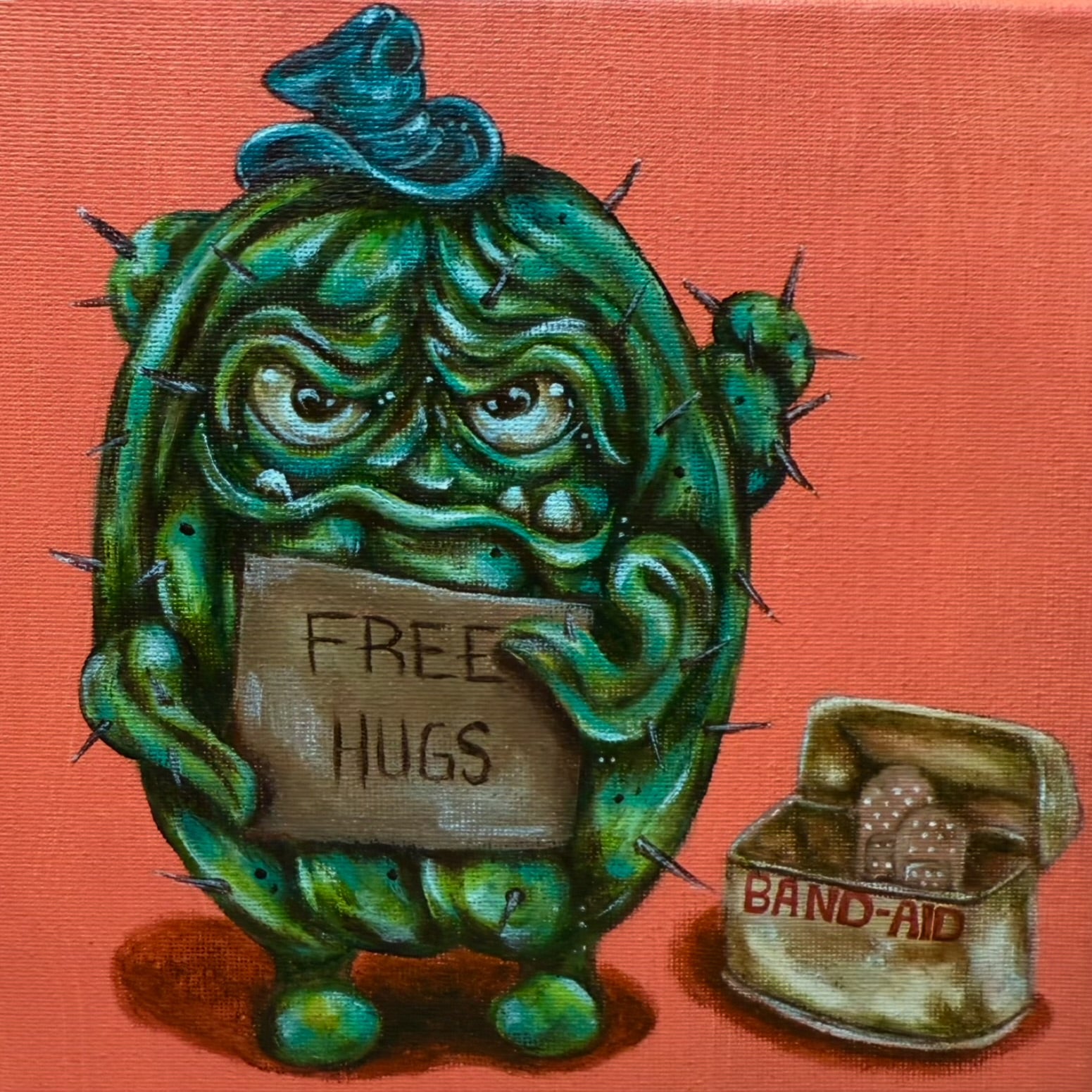“Free Hugs” 8x8 Acrylic On Canvas