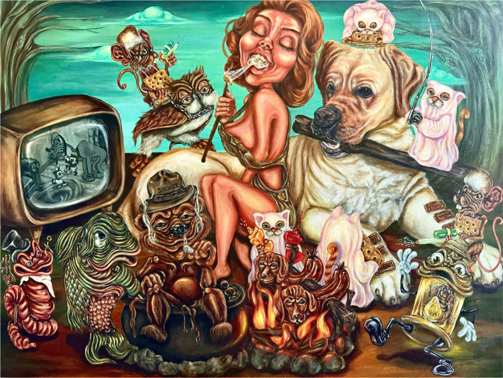 “Campfire Chaos” 30x40 Acrylic On Canvas