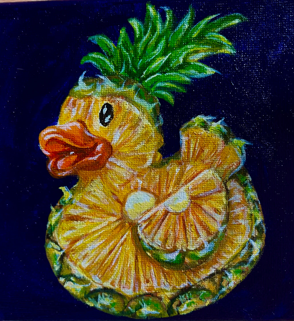 “Fresh Picked Rubber Ducks” 6x6 Acrylic On Canvas